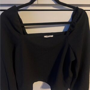 Madewell Black Square Neck Long Sleeve Blouse